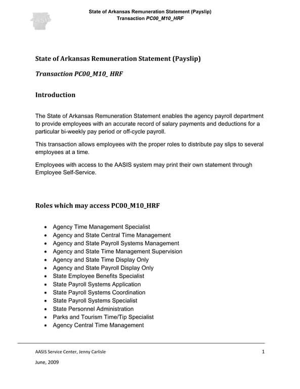 Arkansas Remuneration Statement for Payroll Validation and Employee Access