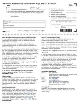 North Dakota Wage and Tax Statement 307 Transmittal form preview