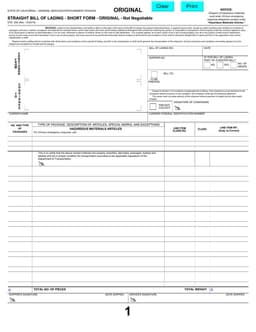 STD 254- California Straight Bill of Lading for Safe Transportation of Goods form preview