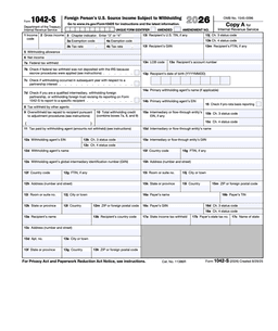 1042-S – Foreign Person’s U.S. Source Income Subject to Withholding form preview