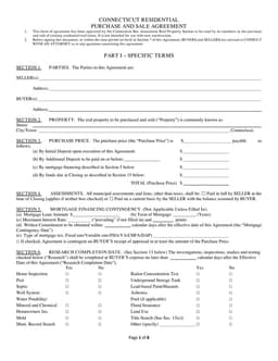 Connecticut Residential Purchase and Sale Agreement Summary form preview
