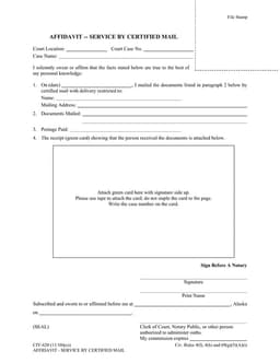 Alaska CIV-620 Affidavit of Service - Mailing Document Verification form preview