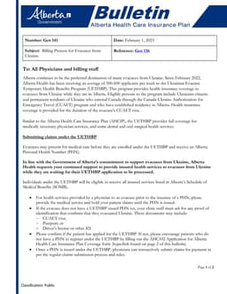 Alberta Health's Ukrainian Evacuee Temporary Health Benefits AHC0102 form preview