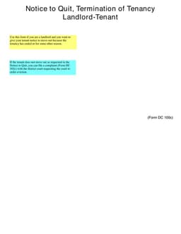 Michigan Termination of Tenancy Notice - Form DC 100c form preview