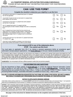 DS-82 – U.S. Passport Renewal Application form preview
