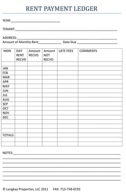 Rental Ledger form preview