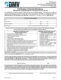 Nevada Residence Affidavit form preview