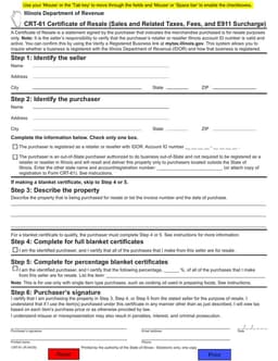 Illinois Department of Revenue CRT-61 Cash Receipt for Resale Purchases Verification form preview