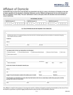 US Domicile Affidavit for Deceased Residents form preview