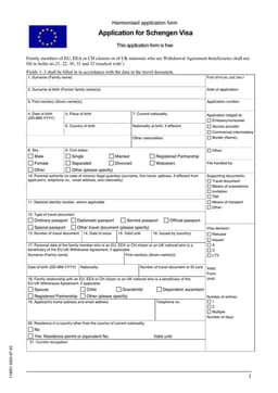 Editable PDF Schengen Visa Application - Harmonised Travel Document for the Schengen Area form preview