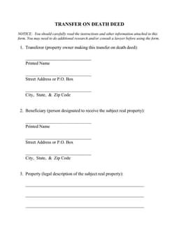 Transfer on Death Deed Guide and Details form preview
