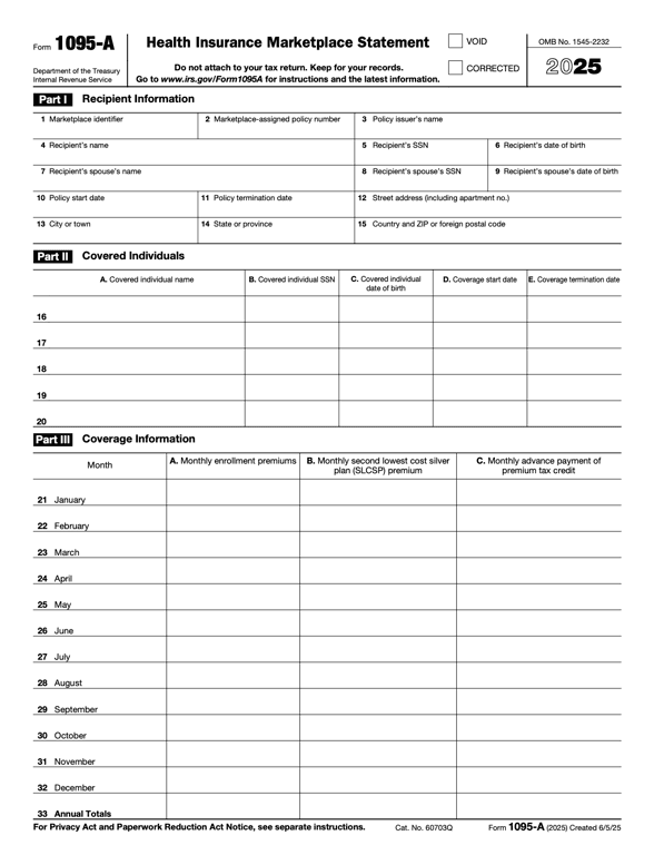 1095 – A Health Insurance Marketplace Statement