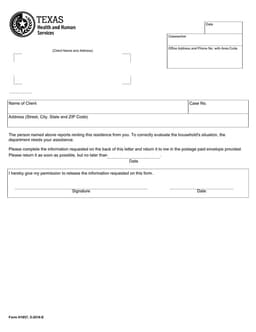 Texas H1857 Landlord Verification and Tenant Details Certificate form preview