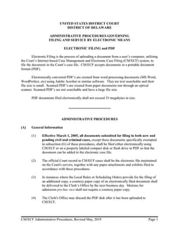 Delaware Online Affidavit of Service Submission - District Court's CM/ECF System form preview
