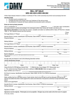 Nevada VP104 Vehicle Ownership Transfer Document form preview