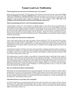 Massachusetts Tenant Lead Law Notification and Certification form preview