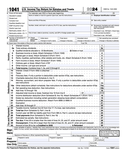 1041 – U.S. Income Tax Return for Estates and Trusts form preview