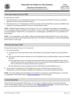 I-129F Petition for Alien Fiancé(e) - USCIS Alien Fiancé or Spouse Status Adjustment form preview