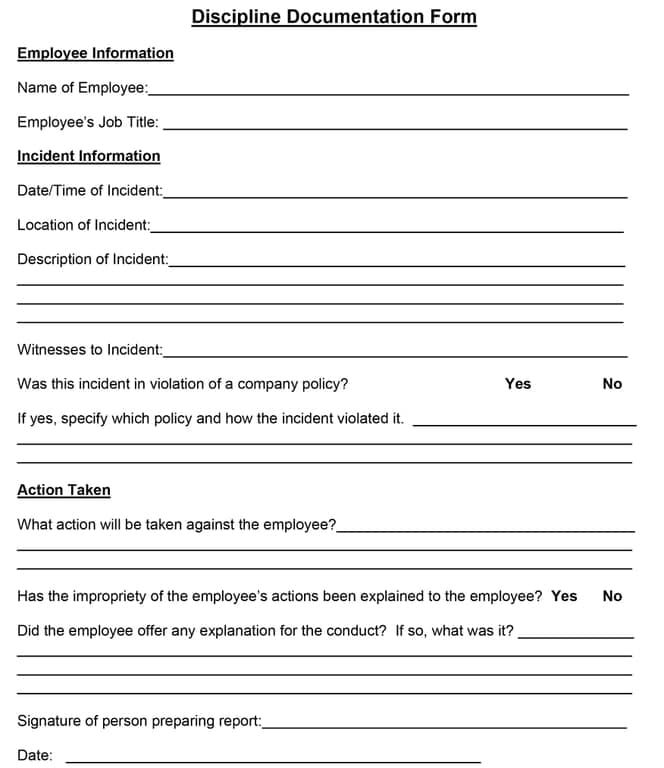 Disciplinary Action Form – Employee Performance and Conduct Record