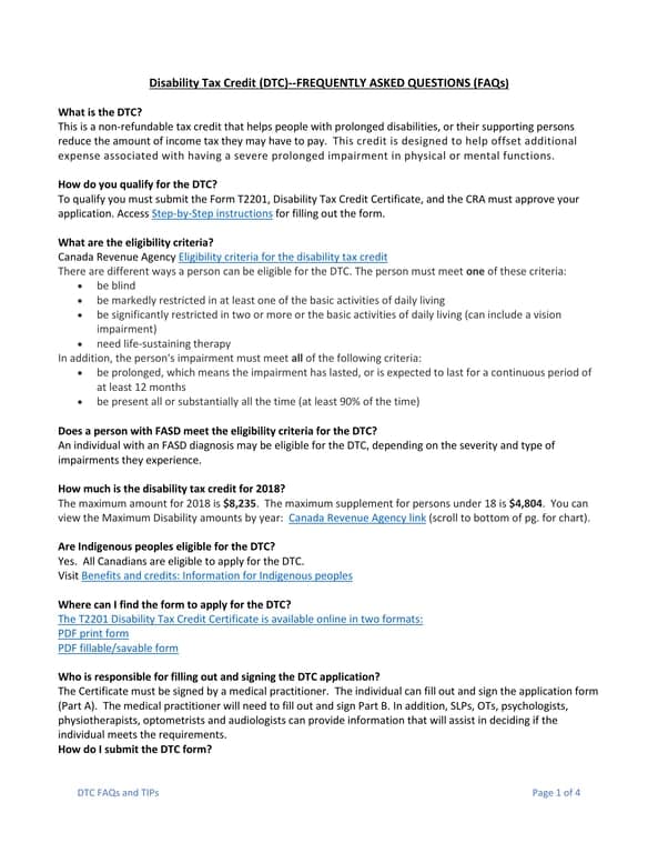 Canada T2201 Disability Tax Credit Certificate Eligibility and Benefits Kansas