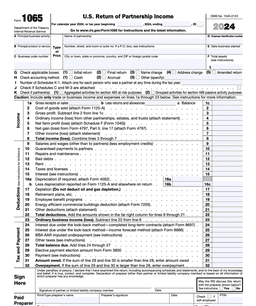 1065 – U.S. Return of Partnership Income form preview