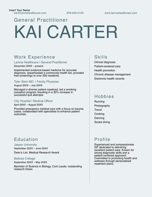 Modern traditional professional resume