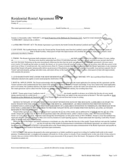 South Carolina Residential Rental Agreement - Scott Properties form preview