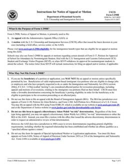 I-290B Notice of Appeal or Motion for USCIS Decisions form preview