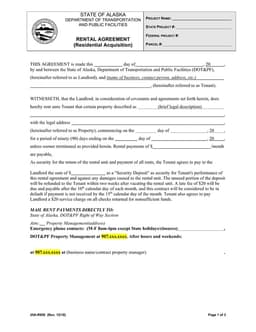 Alaska State 25A-R950 Residential Acquisition Rental Agreement Basics form preview