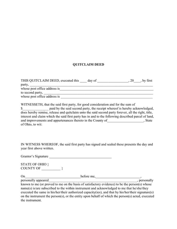 Ohio Property Interest Transition Deed