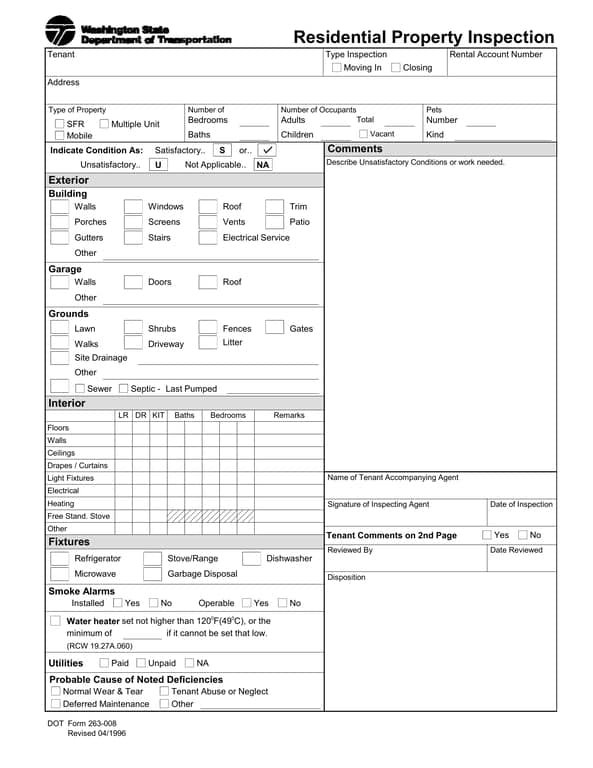 Washington Residential Rental Inspection Report