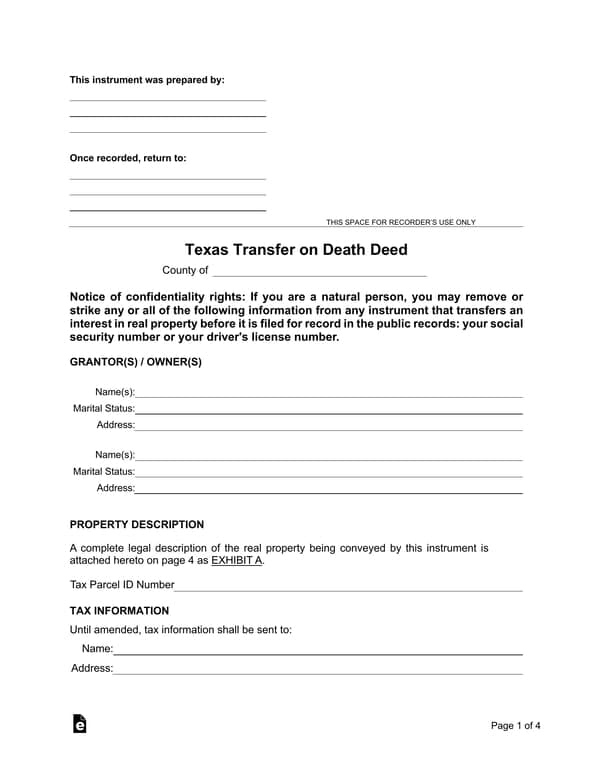 Texas Real Property Transfer on Death Deed Overview