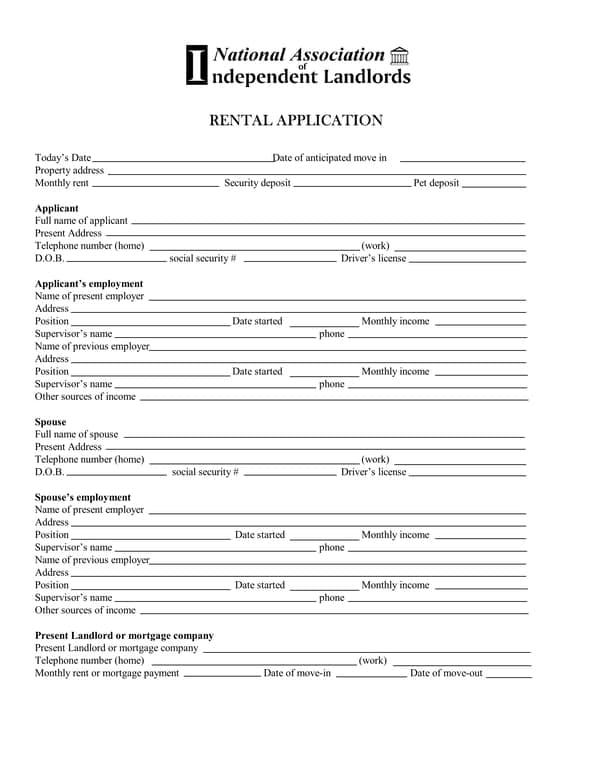Landlord's Rental Application - Evaluating Prospective Tenants