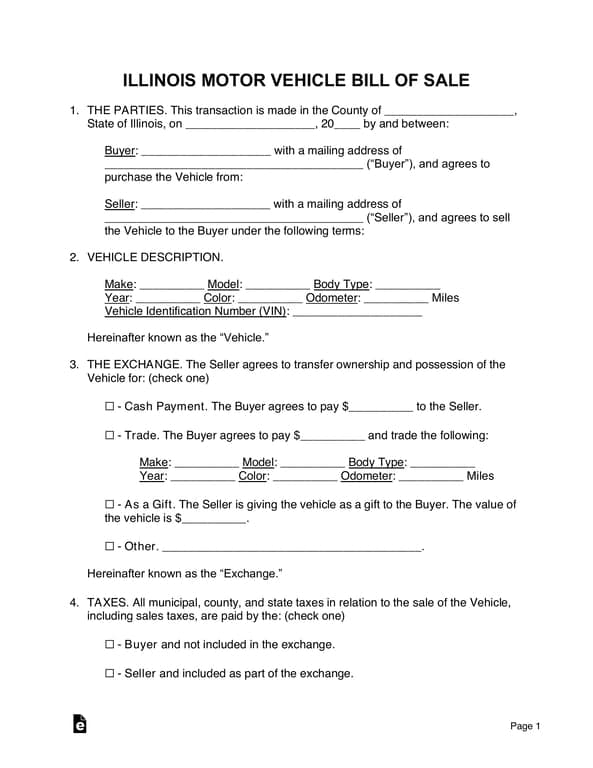 Illinois Motor Vehicle Ownership Transfer
