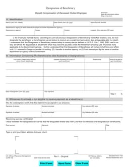 Designation of Beneficiary for Unreceived Compensation SF 1152 form preview