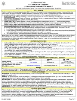 DS-3053 Maryland Child Passport Consent Statement form preview