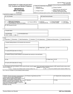 US Importer ID Input Record - CBP 5106 form preview