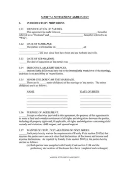 Marital Settlement Agreement - Divorce Terms and Child Custody Provisions form preview