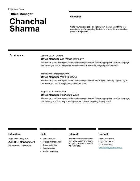 Swiss design resume