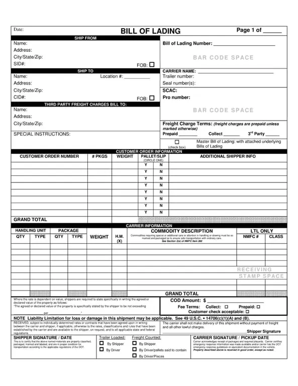 Bill of Lading